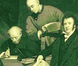 英国传教士马礼逊在中国助手的帮助下,编写了《华英字典》,这是最早的汉英字典。(版画) 英国传教士马礼逊在中国助手的帮助下,编写了《华英字典》,这是最早的汉英字典。(版画)
